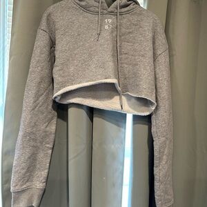 Gray Cropped Hoodie